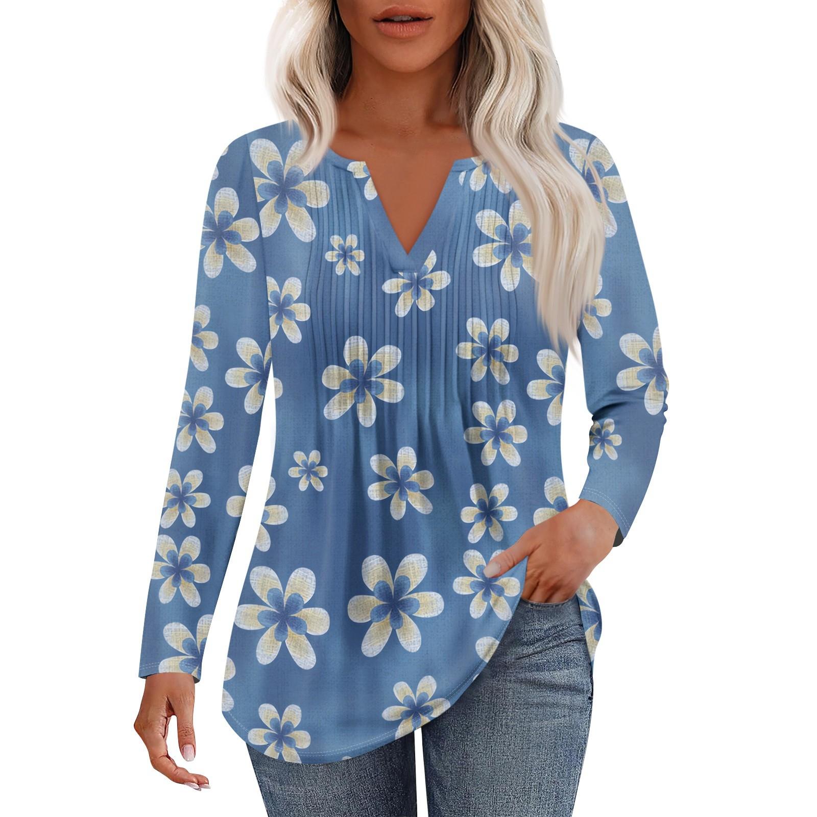 

Женская Мода Повседневная Плиссированная Футболка с V-образным Вырезом Однотонная с Длинным Рукавом Элегантные Топы M