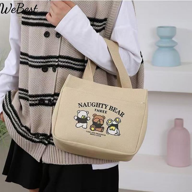 

New Canvas Handbag Large Capacity Versatile Lunch Box Lunch Bag
