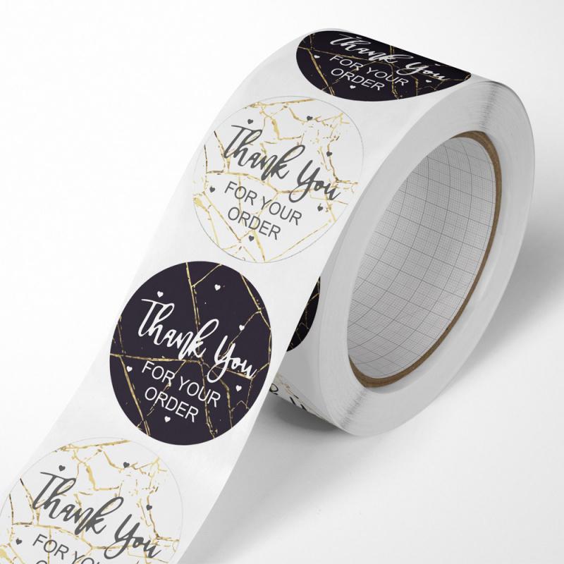 500Paste/Volume Marble Texture Thank You Stickers for Sealing Packaging Decoration Adhesive Labels Sealing Stickers