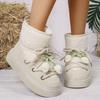 Fashion Winter Snow Boots Women's Warm Padded Fluffy Cotton Booties Ankle High Cross Strap Leisure Platform Non-slip Women's Boots