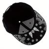 2pcs Men's Baseball Cap Necklace Set Cross Embroidery Flat Brimmed Cap Korean Hat Book Necklace Pendant Necklace Fashion Casual Hip-hop Cap
