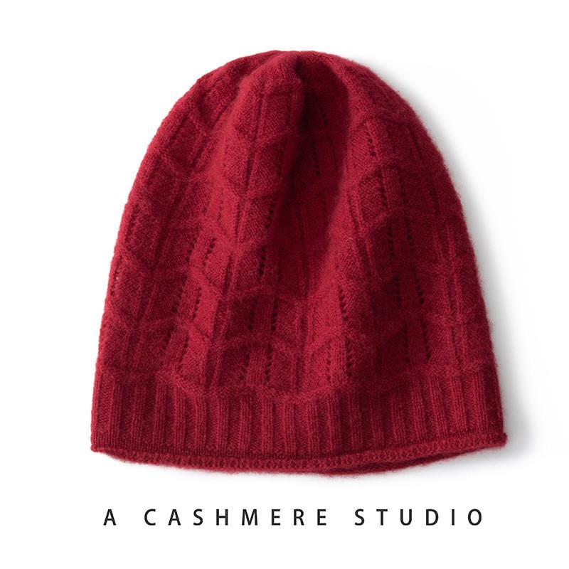 Warm Cashmere Beanie Hat Men Women Thick Knit Winter Cap Solid Color Ribbed Cuff One Size Fits All