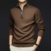 Men's Thick Warm Wool Sweater - Half-Zip, Stand Collar, Long Sleeve, Casual Knitwear