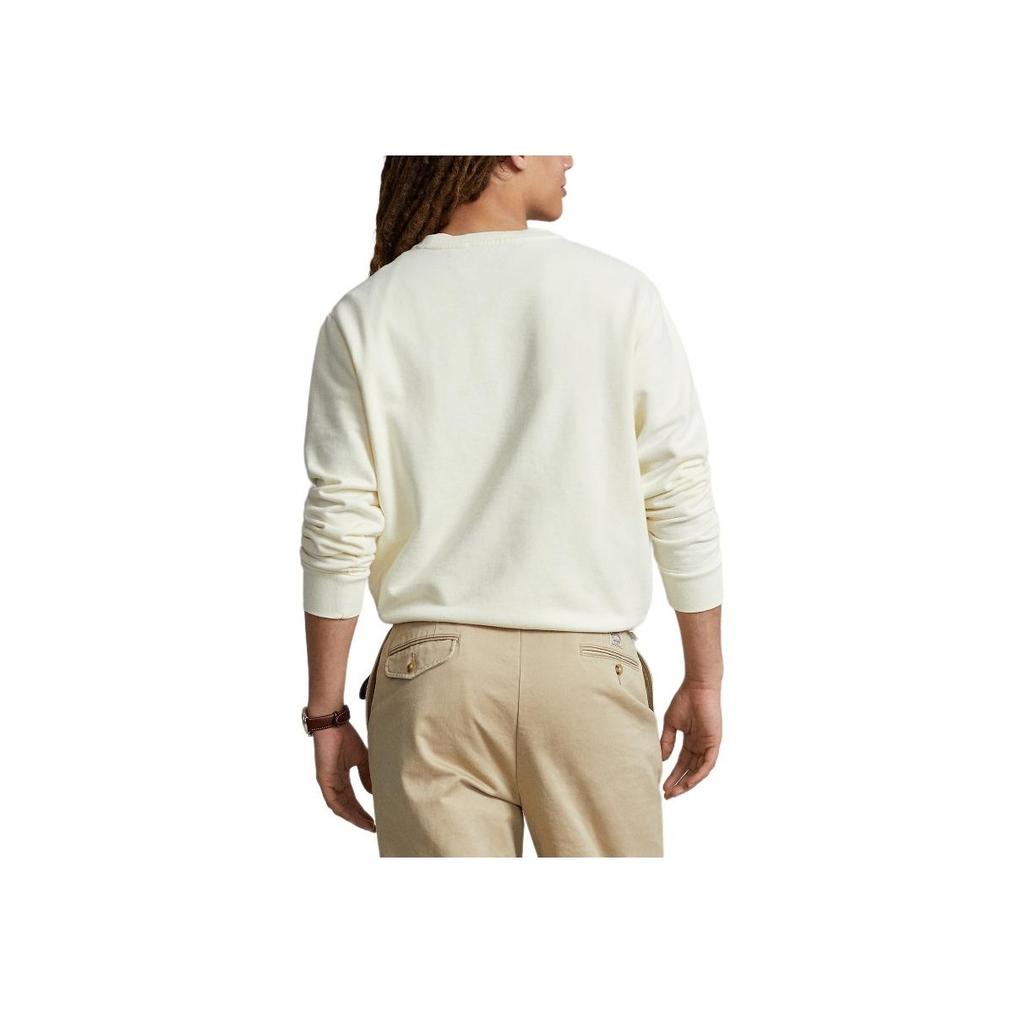 Polo Ralph Lauren Solid Color Small Pony Embroidered Crew Neck Long Sleeve Sweatshirt Men sweatshirt Cream MNPOKNI16823166-101