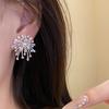 Elegant Sparkling Firework Earrings Pearl Like Dangling Korean Fashion Firework Starburst Ear Studs Zircon