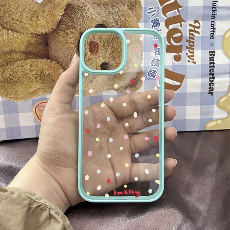 Cute Korean Ins Colorful Polka Dot Mobile Phone Case for IPhone 11 12 14 15 16 Pro Sweet Cool Case for IPhone 13 Pro Max Fundas