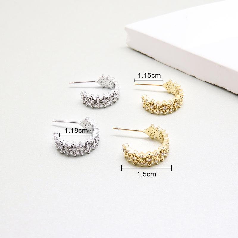 C-shaped Earring Needle Korean Cool High-end Elegant Fashion Avant-garde Super Flash Zircon Earrings Stylus
