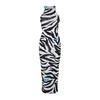 Off White Womens/Ladies Zebra Print Maxi Dress