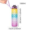 One-pack Color-changing Water Cup Portable Scale Simple And Fashionable Outdoor Space Cup 1000ML With Straw