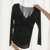 Autumn and Winter Ultra-Thin Thermal Beauty-Enhancing Clothing with Built-In Chest Pads for Women, Slimming Seamless Base Layer Long-Sleeve Top