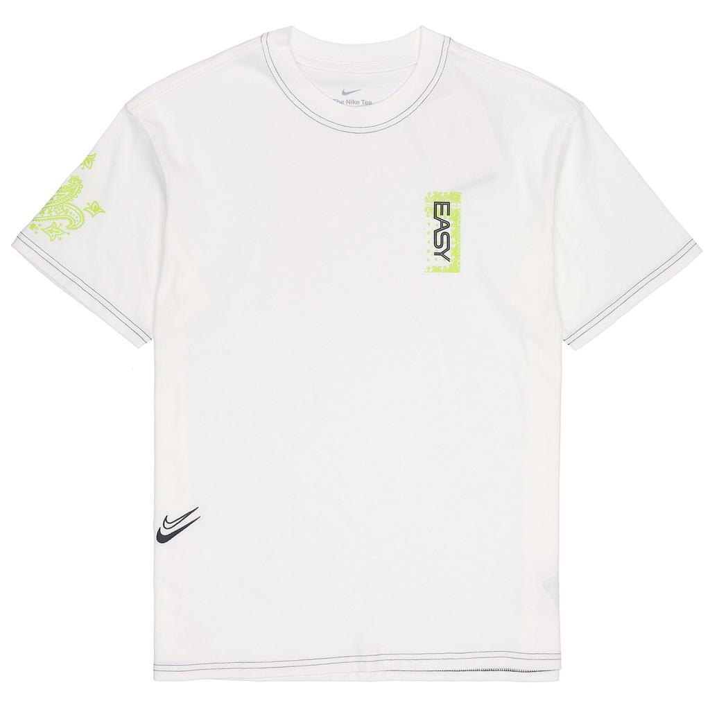 Nike Letter Pattern Print Crew Neck Cotton T-Shirt Men Tops White DQ1878-100