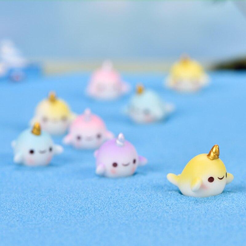 Kawaii Unicorn Seals Cute Animals Mini Resin Figurines Aquarium Decoration Fish Ornaments Artificial DIY Miniature Decor Toys
