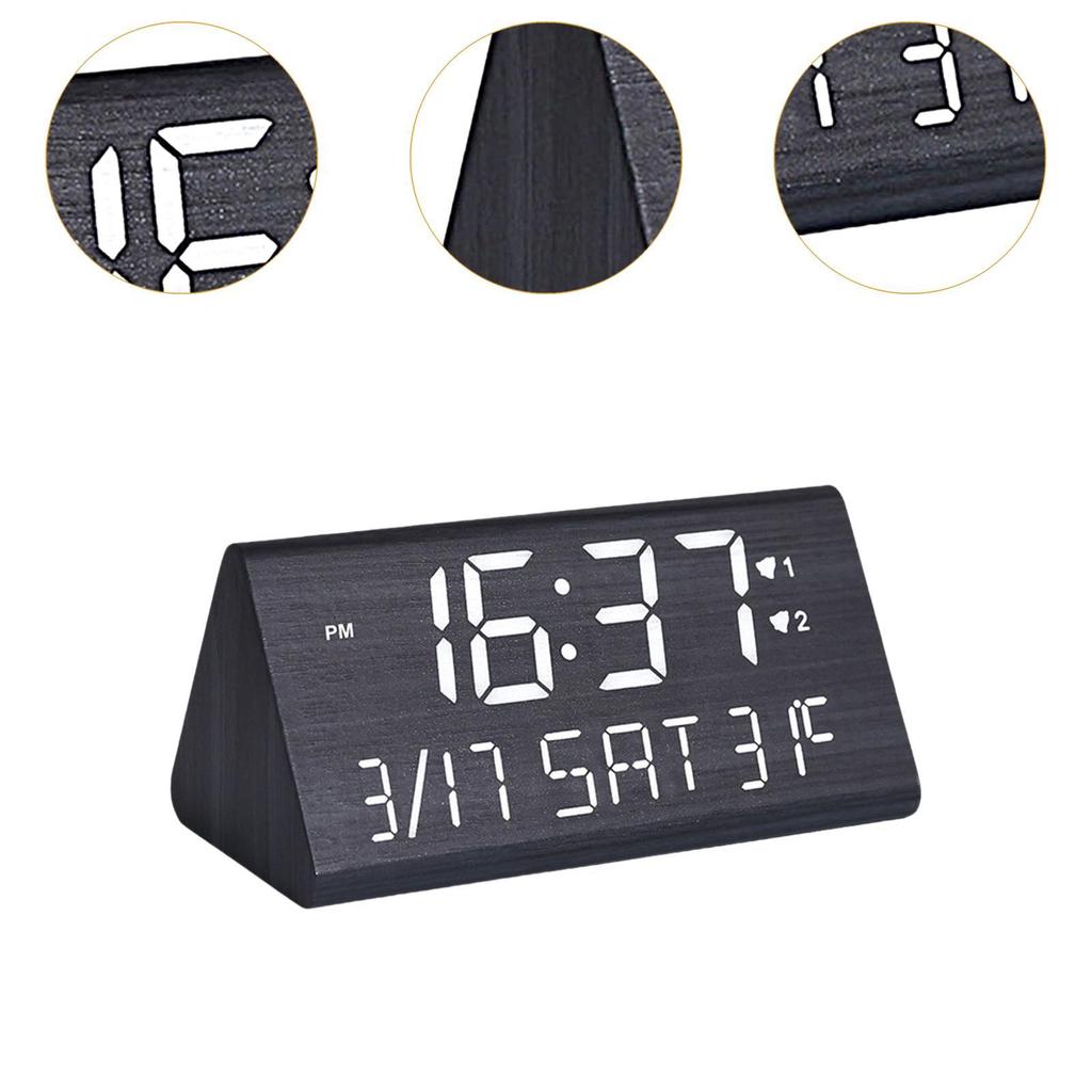 Digital Alarm Clock, Bedroom Alarm Clock, Wooden, Wood Decor