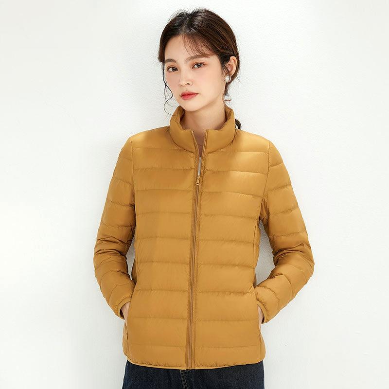 Damen Ultraleicht 90% Weiße Entendaunenjacken Damen Langarm Parkas Weicher Stoff Kurze Oberteile Mantel Windbreaker