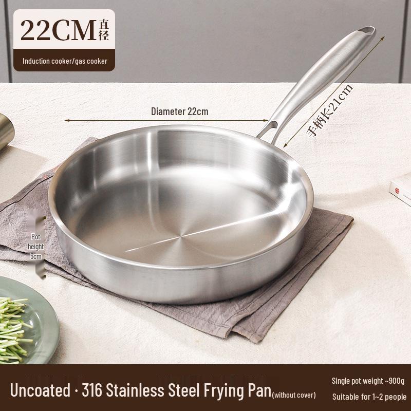316 Stainless Steel Non-Stick Flat Bottom Wok for Induction Cookers