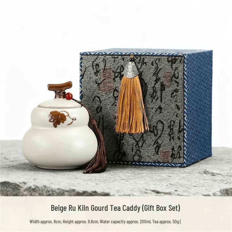 Ru Kiln Gourd Tea Caddy Gift Set