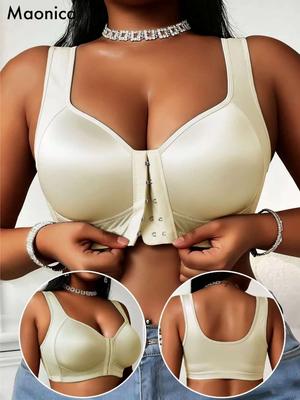 Reggiseno Plus Size a Chiusura Frontale Push Up Canotta Sportiva Senza Ferretto Lingerie 0XL-4XL