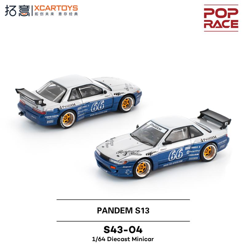 Xcartoys X Pop Race 1:64 Pandem S13 #66 Moontech Blue Diecast Modellauto