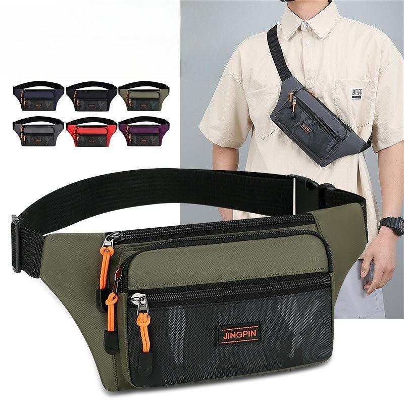 Men’s Waterproof Waist Bag Large Capacity Crossbody Chest Bag Multi Pocket Belt Bag Casual Travel Sports Fanny Pack