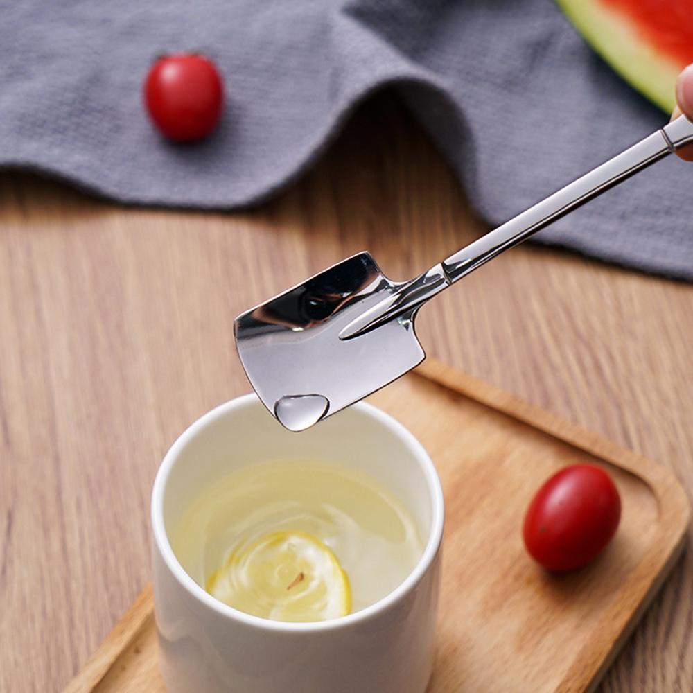 6Pcs Silver Stainless Steel Spade Spoon Retro Kitchen Tableware Watermelon Ice Cream Honey Creative Personality Spoon As A Gift