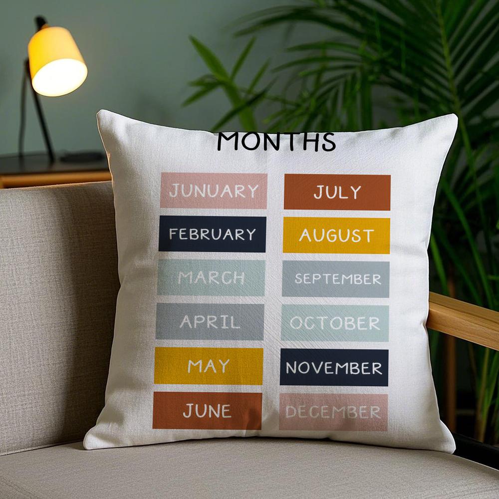 English Education Cushion Cover Plush Fabric DoubleSided Printed Invisible Zipper Sofa Pillow Case Home Bedroom Decor
