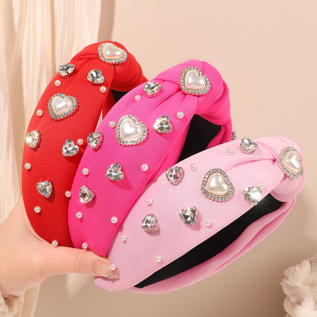 Vintage Hair Bands Fashion Pearls Girls Hairband Headband Ladies Wide Top Knot Heart Valentine's Day Party Hair Accessories