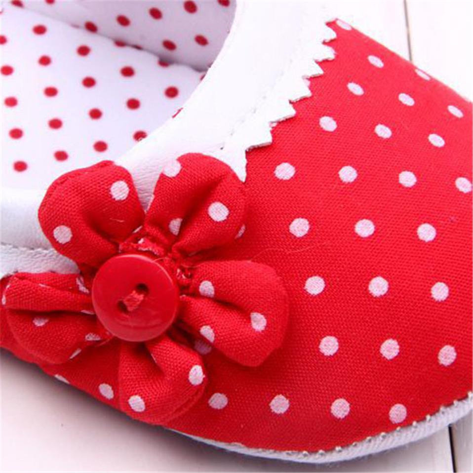 Pantofi pentru fete Printesa Puncte Flori Bumbac Pantofi pentru patut bebelusi Talpa anti-alunecare First Walker