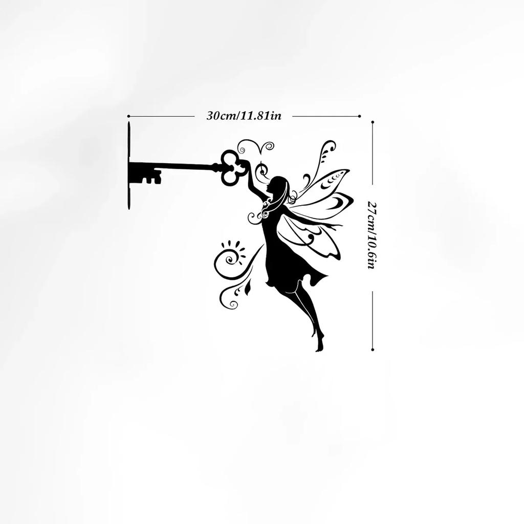 Enchanting Fairy Silhouette Metal Decoration: Graceful Garden Ornament with Butterflies & Flowers.Add Magic to Patio.