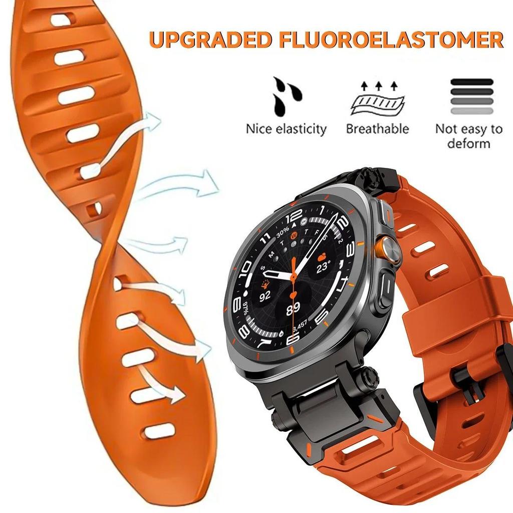 Fluorkautschuk-Armband für Samsung Galaxy Watch Ultra 2026 47mm Sport-Kautschukarmband für Galaxy Watch 7 Ultra 47mm Armband ohne Lücken