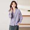Troloman Women's Lace Trim V-Neck Long Sleeve Blouse