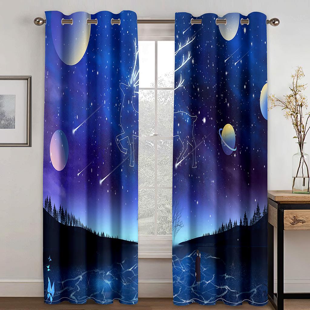 Representing the Success of the Horse 3D Digital Print Curtain Fabric Living Room Bedroom 90g Polyester Fiber Curtain Two Panels