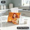 1pc Tissue Box, Retro Pin-Up Cooking Warm Joy Pattern, 2D Flat Printing, Multi-Purpose, Portable, Tissue Container, for The Dining Room