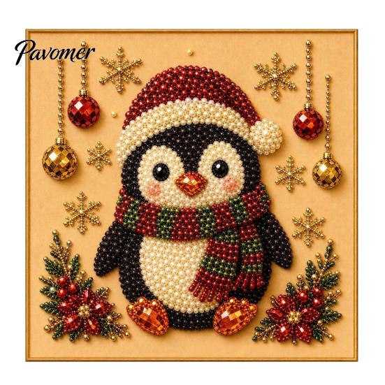 Relaxing Hobby for Adults Xmas Faux Pearl Painting Kit, Christmas 3D Art DIY Winter Scene Set Holiday Craft Project Adults, Festive Home Wall Decor