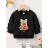 Kids Sweatshirt Christmas Black and White Christmas Tree Print Pattern, Comfortable Thin Crew Neck Sweatshirt for Spring and Autumn