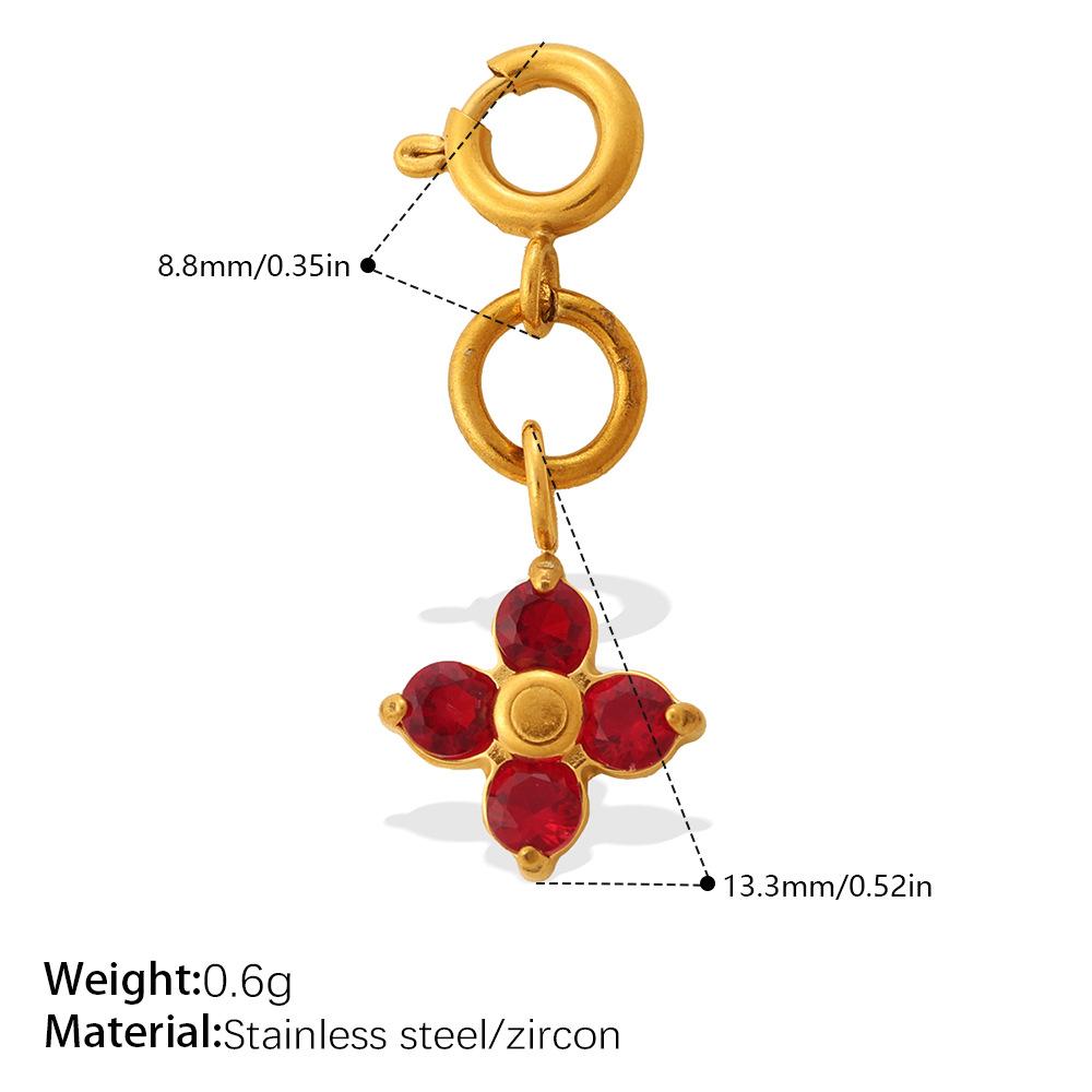 Light Luxury Geometric Square Color Zircon Jewelry Clasp Pendant, 18K Gold Plated Stainless Steel DIY Charm