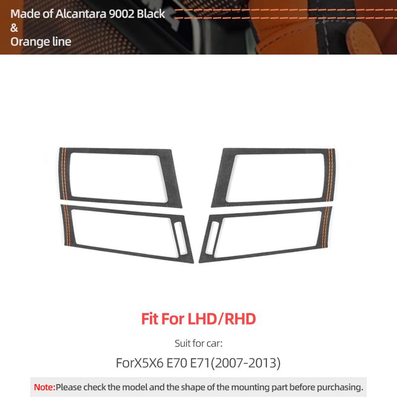 

For BMW X6 E71 X5 E70 Made of Alcantara Dashboard Side Air Vent Outlet Trim Frame Performance Sticker Car Interior Accessories помаранчевий
