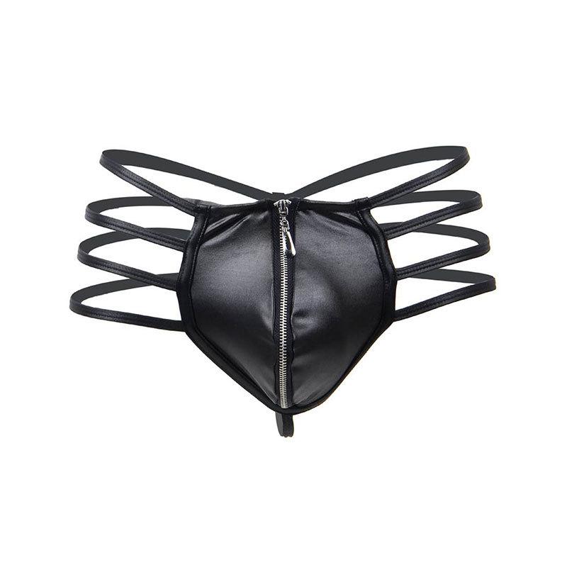 Velké pánské erotické spodní prádlo Boxerky z umělé kůže Nízký pas Sexy zip zdarma