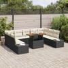 Garden Dining Set with Cushions 10 pcs Black and Cream