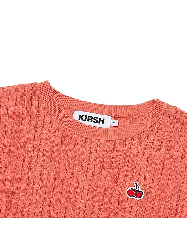 KIRSH Small Cherry Cable Crop Short Sleeve Knit [Orange]