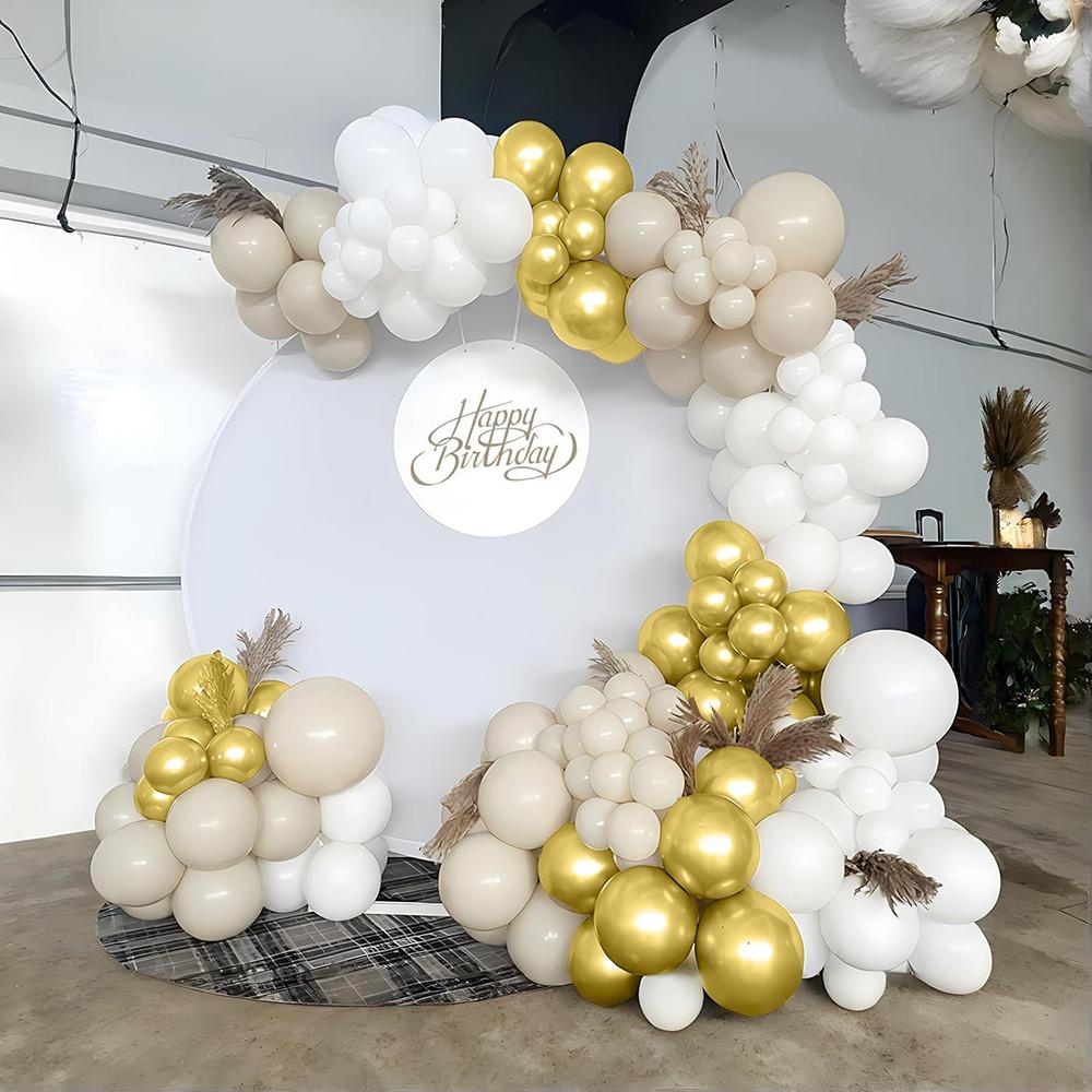Sand White Balloons Garland White Metallic Gold Balloon Arch Kit Baby Shower Gender Reveal Wedding Anniversary Decoration Globos