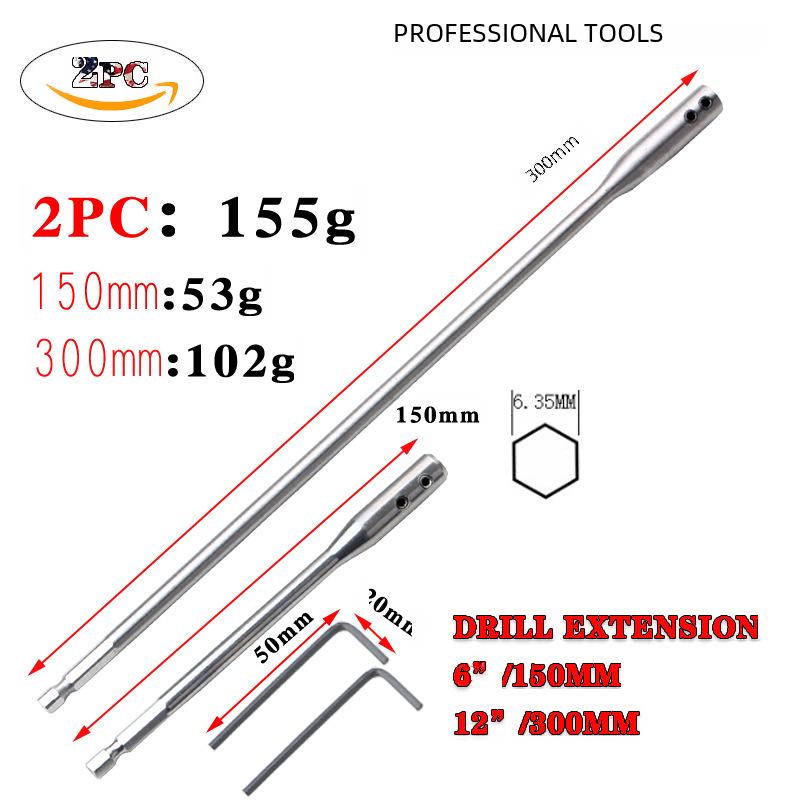 Tijă de extensie pentru burghiu cu eliberare rapidă, mâner de conversie 150 mm/300 mm