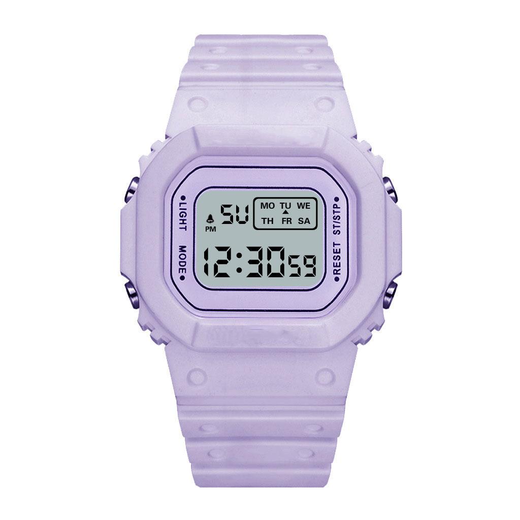 

Новые унисекс электронные женские мужские часы Reloj Fashion Square наручные часы Mujer прозрачные цифровые спортивные часы 1 фиолетовый