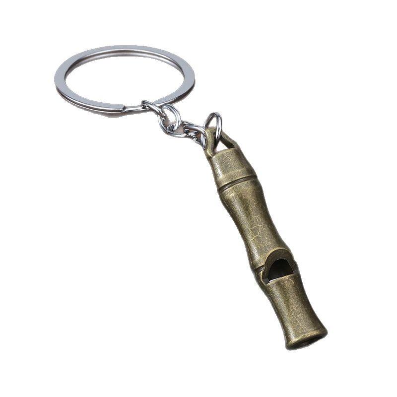 Whistle Keychain Metal High Decibel Stereoscopic Portable Single Tube Pendant Key Ring Small Gift