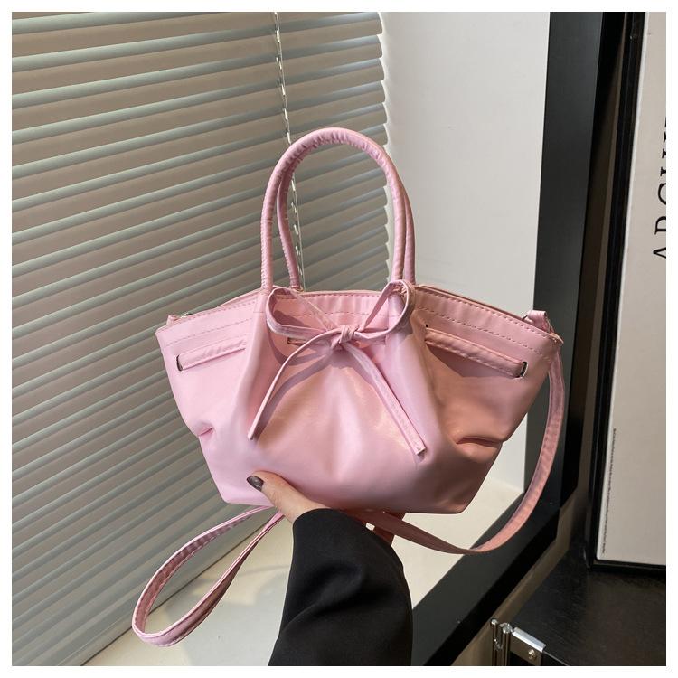 Korean Niche Portable Vegetable Basket Bag Women's Spring 2025 New Trendy Fashion Bucket Bag Bow Messenger Bag