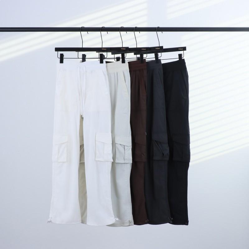 LU Womens Cargo Pants Loose Fit Mid Rise Pockets Yoga Long Trousers