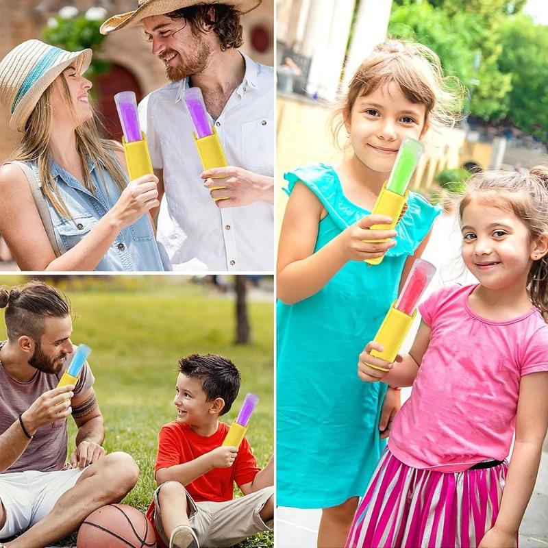 10Pcs Reusable Colorful Ice Pop Sleeves Popsicle Bags Antifreezing Sets Insulated Ice Holder Freezer Pop Holders Neoprene Sleeve