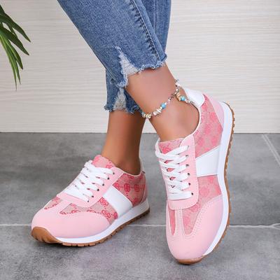 Fashion Sport Shoes Women Sneaker Female Large Size Lacing Shoes Walking Jogging Trainers Leisure Flower Flat Zapatillas Mujer