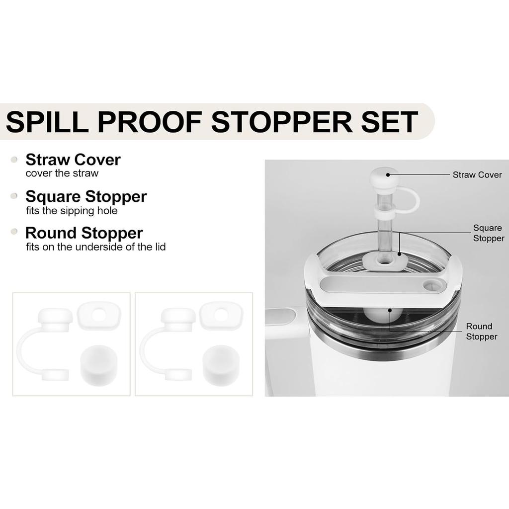 6/12Pcs Accessories for Stanley Cup 1.0 2.0 40oz/ 30oz Tumbler Silicone Spill Proof Stopper Set Straw Cap Leak Stopper
