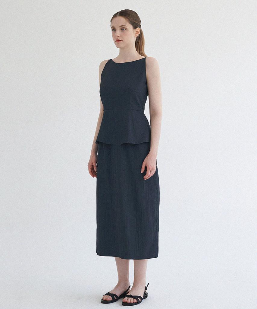 Micene Lowell Sleeveless Peplum Long Dress