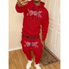 Trendy Men's Gothic Letter Hoodie Set Drawstring Sweatshirt Jogging Pants Street Wear Casual Daily Sports Two Piece Set